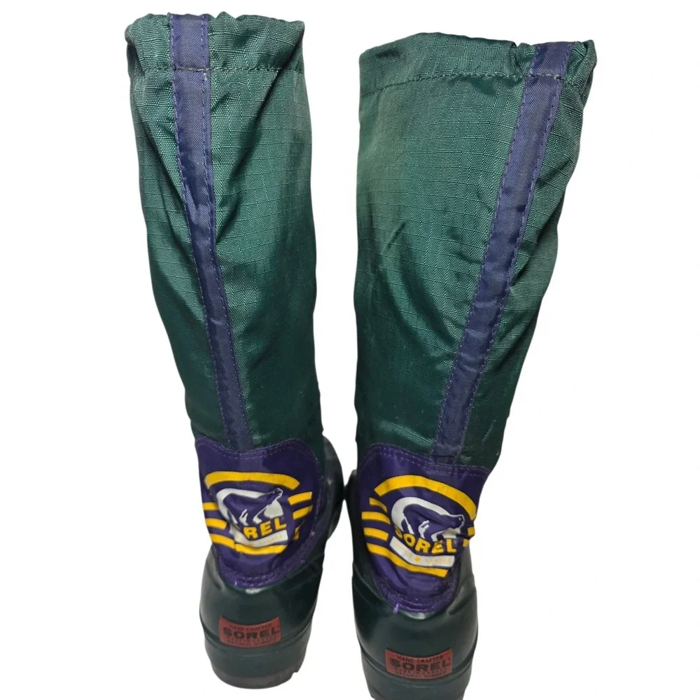 Sorel‎ Winter Snow Boots Mens 6 Green Purple Made In Canada Felt Lined
